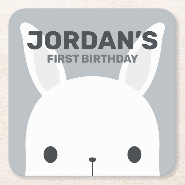 Dessous-de-verre Carré En Papier Petit lapin mignon Anniversaire (Devant)
