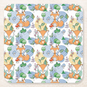Dessous-de-verre Carré En Papier Petit motif mignon de Fox
