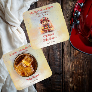 Dessous-de-verre Carré En Papier Petit Ours en peluche pompier Baby Shower