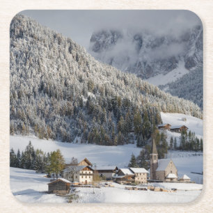 Dessous-de-verre Carré En Papier Petit village alpin dans les dessous de verre de