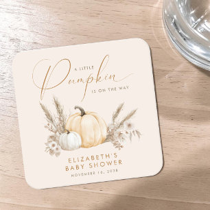 Dessous-de-verre Carré En Papier Petite Fête de Bébé Citrouille d'Automne