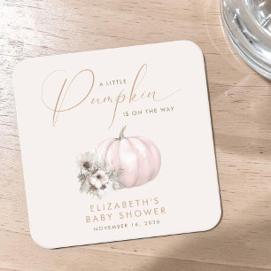 Dessous-de-verre Carré En Papier Petite Fête de Bébé Fille Citrouille d'Automne