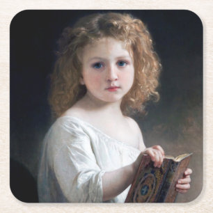 Dessous-de-verre Carré En Papier Petite fille, Bouguereau