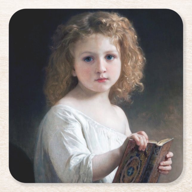Dessous-de-verre Carré En Papier Petite fille, Bouguereau (Devant)
