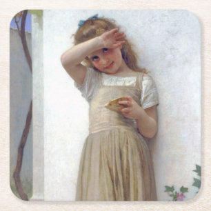 Dessous-de-verre Carré En Papier Petite fille, Bouguereau