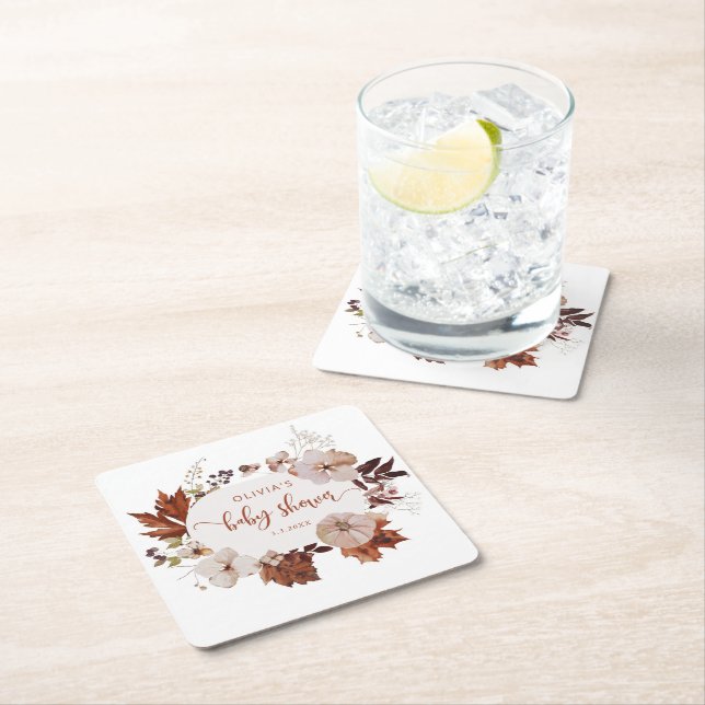 Dessous-de-verre Carré En Papier Petites serviettes de citrouille Rustique (En situation)