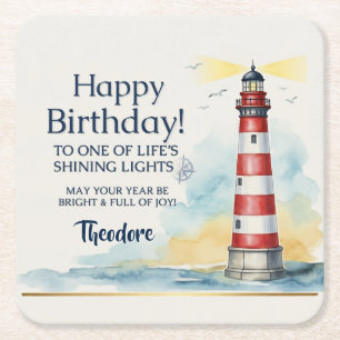 Dessous-de-verre Carré En Papier Phare Anniversaire Lumière Brillante