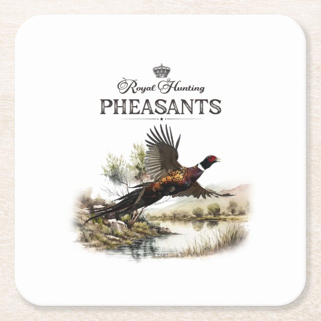 Dessous-de-verre Carré En Papier Phéasants, Chasse royale (Devant)