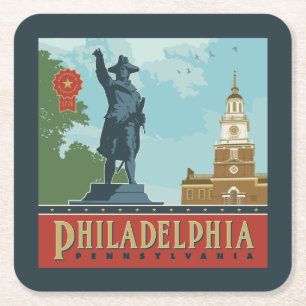 Dessous-de-verre Carré En Papier Philadelphie, PA   Indépendance