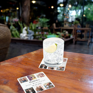 Dessous-de-verre Carré En Papier Photo collage blanc fête d'anniversaire