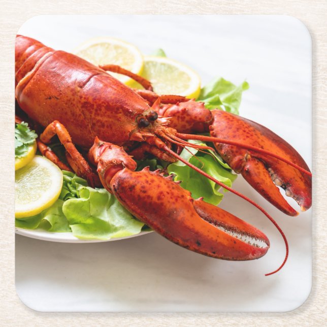 Dessous-de-verre Carré En Papier Photo de homard (Devant)