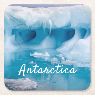 Dessous-de-verre Carré En Papier Photo de l'iceberg Antarctique avec texte