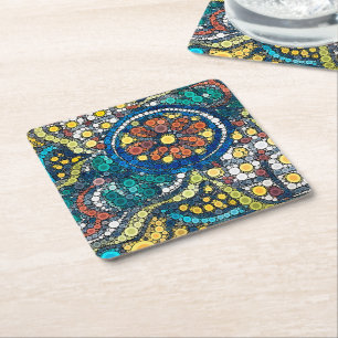 Dessous-de-verre Carré En Papier Photo de poterie mexicaine colorée Art Sud-ouest