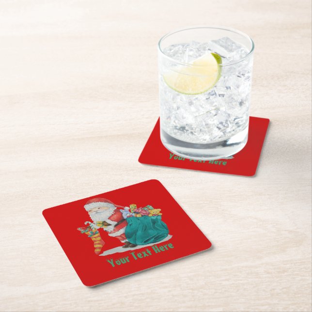 Dessous-de-verre Carré En Papier photo des présences de tri père Noël pour Noël (En situation)