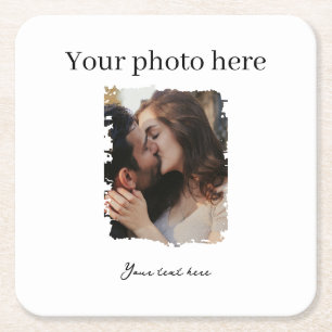 Dessous-de-verre Carré En Papier Photo personnalisée mariage Couple