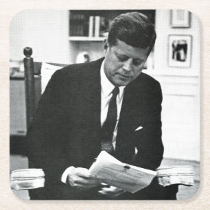 Dessous-de-verre Carré En Papier Photographie de John F. Kennedy 2