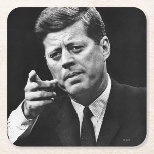 Dessous-de-verre Carré En Papier Photographie de John F. Kennedy 3