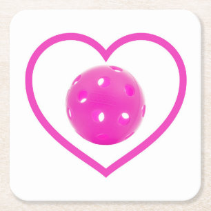 Dessous-de-verre Carré En Papier Pickleball amour pink pickball sport ball rose ros
