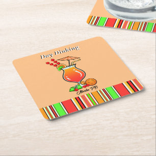 Dessous-de-verre Carré En Papier Pickleball Day Dinking Tropical Hurricane Cocktail