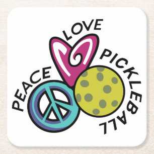 Dessous-de-verre Carré En Papier Pickleball Peace Love