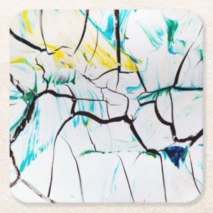 Dessous-de-verre Carré En Papier Pièces acryliques multicolores fissurées