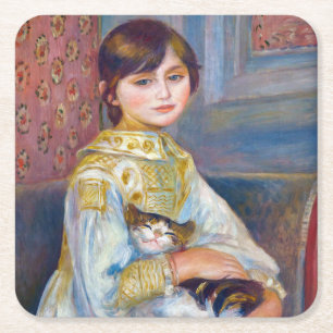 Dessous-de-verre Carré En Papier Pierre-Auguste Renoir - Enfant avec chat