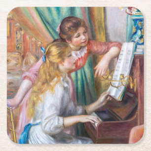 Dessous-de-verre Carré En Papier Pierre Auguste Renoir - Jeunes filles au piano