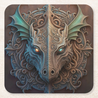 Dessous-de-verre Carré En Papier Pierre médiévale Gargoyle Dragon Carturage