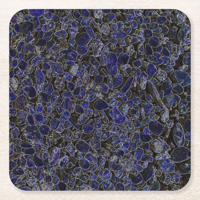 Dessous-de-verre Carré En Papier Pierres bleu saphir avec brillance (Devant)