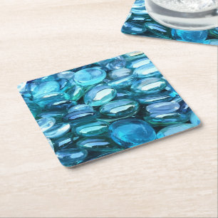 Dessous-de-verre Carré En Papier Pierres en verre Aqua