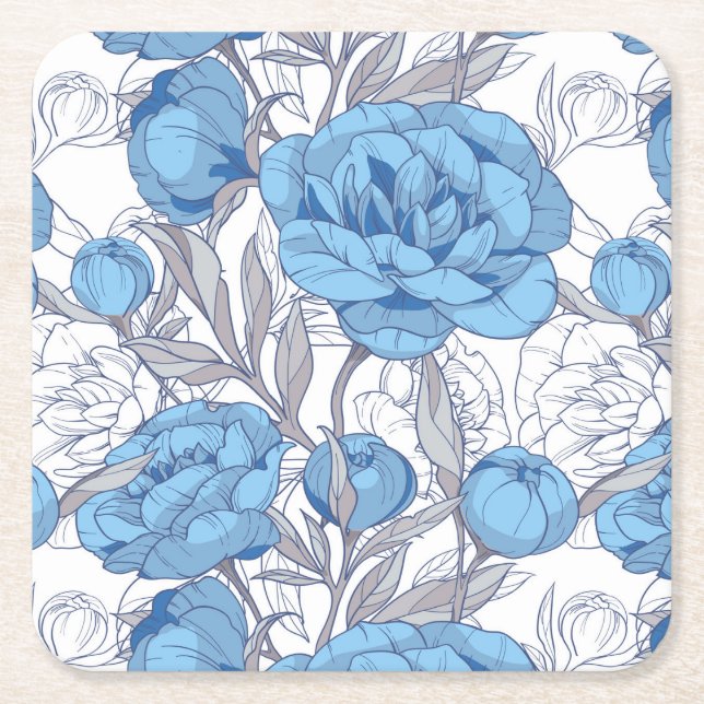 Dessous-de-verre Carré En Papier Pignons bleus (Devant)