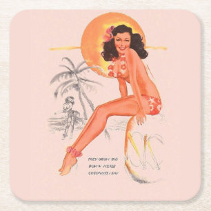 Dessous-de-verre Carré En Papier Pin-up rétro