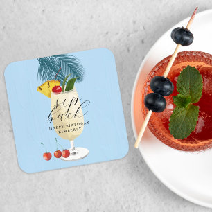 Dessous-de-verre Carré En Papier Pina Colada Cerise Cocktail Anniversaire Fête