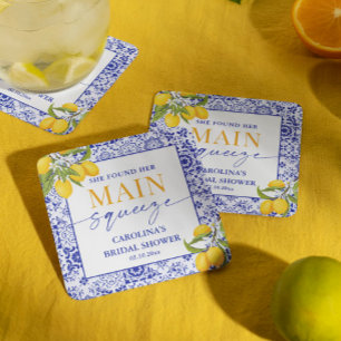 Dessous-de-verre Carré En Papier Pincement Principal de Citron Italien Bleu pour la