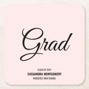 Dessous-de-verre Carré En Papier Pink Blush Modern Graduation Party