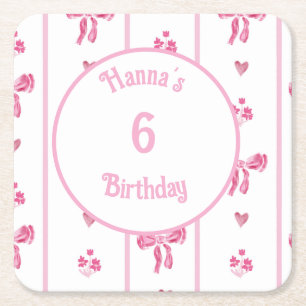 Dessous-de-verre Carré En Papier Pink Bow - coquette preppy