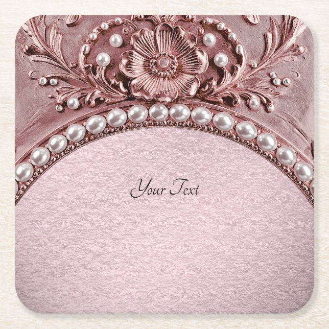 Dessous-de-verre Carré En Papier Pink Flower Paper Coaster (Devant)