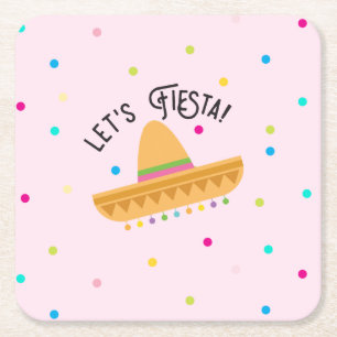 Dessous-de-verre Carré En Papier Pink Polka Dot Cinco de Mayo Faisons la fête