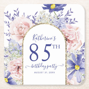 Dessous-de-verre Carré En Papier Pink violet Floral God Frame 85e fête d'anniversai