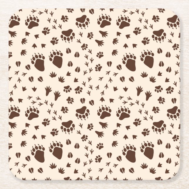 DESSOUS-DE-VERRE CARRÉ EN PAPIER PISTES ANIMALES (Devant)