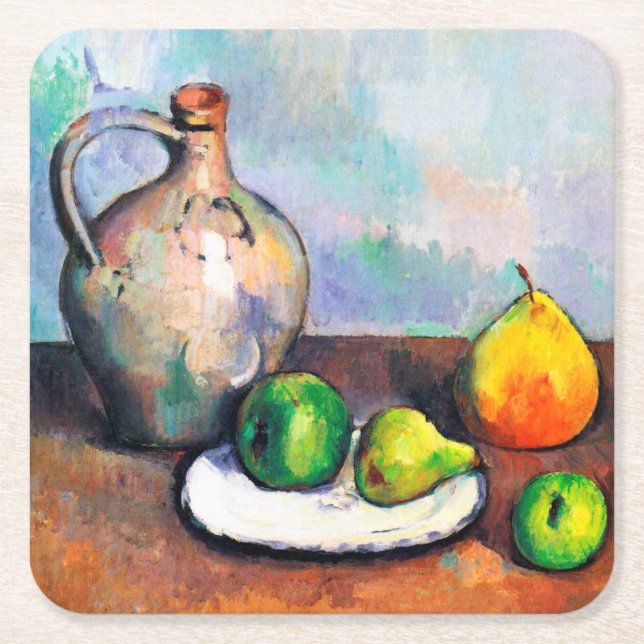 Dessous-de-verre Carré En Papier Pitcher et Fruit, Paul Cezanne (Devant)