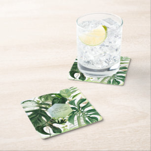 Dessous-de-verre Carré En Papier PixDezines Monstera panaché Feuillage Tropical