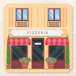 Dessous-de-verre Carré En Papier Pizzeria italienne ouverte aux entreprises