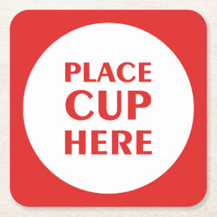Dessous-de-verre Carré En Papier Place Cup Here - Red