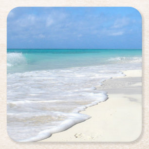 Dessous-de-verre Carré En Papier Plage de sable blanc Surf doux
