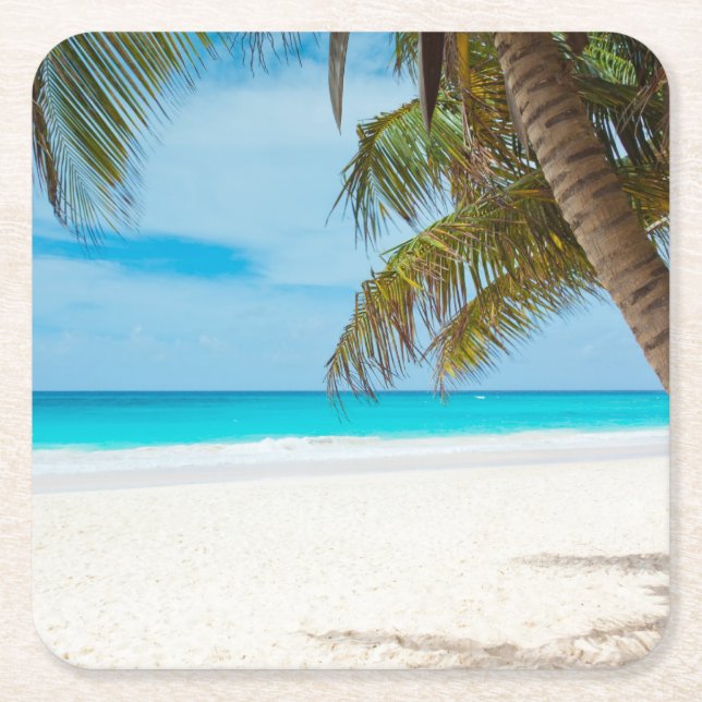Dessous-de-verre Carré En Papier Plage du Paradis tropical (Devant)