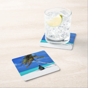 Dessous-de-verre Carré En Papier Plage et palmier