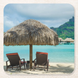 Dessous-de-verre Carré En Papier Plage sur des dessous de verre de Bora Bora