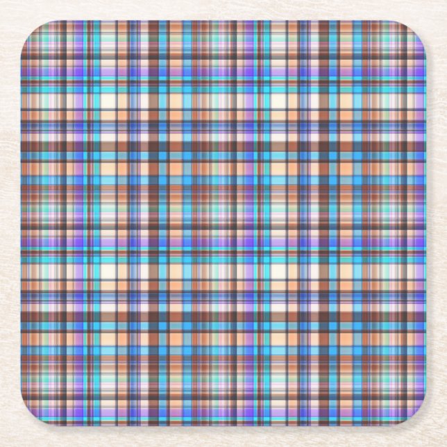 Dessous-de-verre Carré En Papier Plaid Fabric Checkered Print Pattern-57688 (Devant)