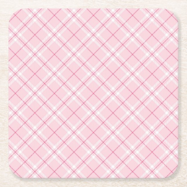 Dessous-de-verre Carré En Papier Plaid rose-clair (Devant)